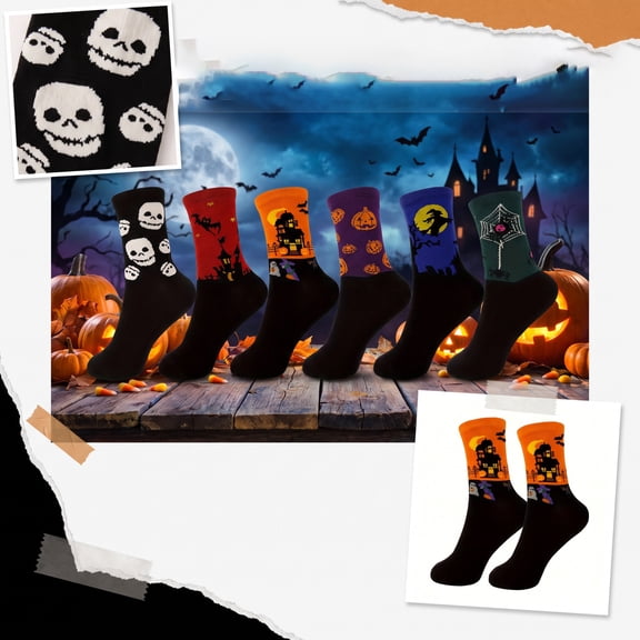 Evdexr Women Men Halloween Novelty Crew Socks Funny Fuzzy Pumpkin Ghost Graphic Socks Winter 2026 Spooky Causal Party Sock
