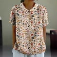 thumbnail image 2 of Summer Women's Elegant Floral Print Loose Blouse With Classic Collar Retro Casual T Shirt, 2 of 2
