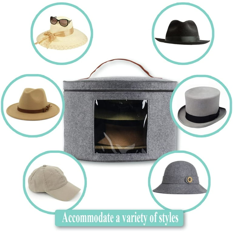 Hat Box Hat Storage Box Portable Stuffed Animal Toy Storage Foldable Round  Brim Hats Organizer Felt Organizer Bucket for Hats Clothes Office Black  Large 