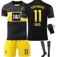 thumbnail image 4 of 2024-2025 Dortmund jersey No. 9 Allais 10 Sancho 11 Reus home football uniform kids boys and girls kit{HONGDE} Size 10 socks, 4 of 5