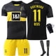 thumbnail image 4 of 2024-2025 Dortmund jersey no. 9 Allais 10 Sancho 11 Reus home football uniform kids boys and girls kit{HONGDE} Size 10 sock, 4 of 5