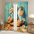 thumbnail image 2 of Erosebridal Turquoise Brown Cowgirl Boots Floral Print Blackout Curtains Set of 2 (52x84 Each), Vintage Western Window Curtains for Girls, 2 of 6