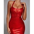 thumbnail image 4 of Vestido de noche Bella Barnett Halter Bodycon sin espalda rojo, 4 of 5