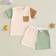 thumbnail image 2 of kpoplk Baby Boy Casual Outfits 2Pcs Clothes Set Cartoon Dinosaur Car Print Short Sleeve Tees Tops and Shorts Summer(Beige,18-24 M), 2 of 4