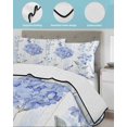 thumbnail image 4 of Quilts King Size, Hydrangea Leaves Soft Comforter Bedding Set for Bed, Blue Striped Botanical Floral Lightweight Quilted Bedspread with Pillow Cover(2 Pieces) for All Season, 96x106 Inch, 4 of 6