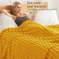 thumbnail image 3 of Exclusivo Mezcla Fleece Throw Blanket for Couch, Super Soft 3D Striped Jacquard Blanket, Lightweight Fuzzy Cozy Blankets, Mustard Yellow, 50"x60", 3 of 8