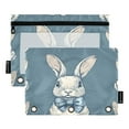 thumbnail image 2 of Ckdifva Rabbits with Bows Pencil Pouch 3 Ring Zipper Pencil Case Binder Pockets Clear Top Cosmetic Bag 2 Pack, 2 of 6