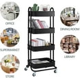 thumbnail image 4 of 4-Tier Metal Mesh Utility Rolling Cart Storage Organizer Shelf Rack with Lockable Wheels for Living Room Kitchen Office, Black, 4 of 7