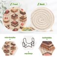 thumbnail image 4 of Yayeee 6 PCS Drink Coasters with Holder Set Woven Absorbent Round Tabletop Hot Pad, Cute Chocolate Cakes, 4 of 7