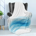 thumbnail image 4 of Blue Soft Flannel Fleece Blanket, Smooth Wavy Lines Stream Flow Abstract Bend Blurred Techno Computer Drawing Image, Cozy Plush for Indoor and Outdoor Use, 70" x 90", Blue and White, by Ambesonne, 4 of 5