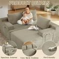 thumbnail image 6 of Aukfa 95" Cloud Sectional Sofa Boneless Couch Modular Sofa Bed for Living Room, 2 Side Pockets, Right Chaise, Camel, 6 of 9