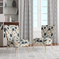 thumbnail image 2 of Designart "Elegant Ivory Seashell Florals IV" Chaise d'Appoint Rembourrée Florale Turquoise - Fauteuil Cottage pour Chambre, 2 of 7