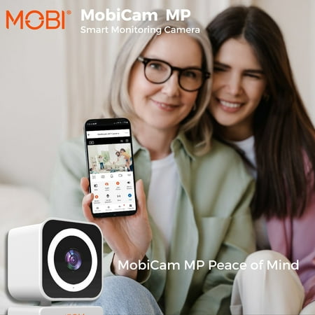 MOBI - Cam MP Smart Baby & Nursery Monitoring Camera, Indoor Security Camera w/ Dual Band WiFi, Night Vision & BLE Connectivity - White