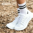 thumbnail image 7 of Forever Bambe Retro Mini Crew Socks, Soft Terrycloth Cushioned Bottom, White Striped 4-Pack, 7 of 7