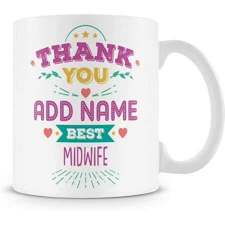 

Midwife Mug - Personalised Thank You Gift - Customise with Name - Pink