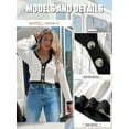 thumbnail image 5 of Xuanfei Women Open Front Button-Up Trim Details Long Sleeve Crop Cardigan, 5 of 7