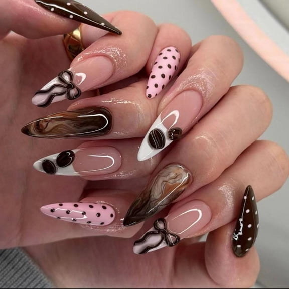 Elegant French Manicure Artificial Nails Watercolor Design Durability ABS Nails Enhancement For Formal Event