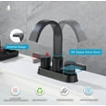 thumbnail image 5 of Matte Black Bathroom Faucets for Sink 3 Hole, 4 Inch Centerset Waterfall Faucet Bathroom Sink Faucet with Pop-up Drain and 2 Supply Hose, SUS304 2 Handle Faucet for Bathroom Sink, 5 of 6