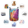 thumbnail image 4 of Balery Rainbow Melting Ice Cream Cesta de ropa redonda con asas, impermeable, independiente, para ropa, juguetes, dormitorio y familia-Small, 4 of 6