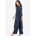 thumbnail image 3 of Roaman's Women's Plus Size 3-Piece Allover Lace Duster Pant Set – Formal Wear, 3 of 6