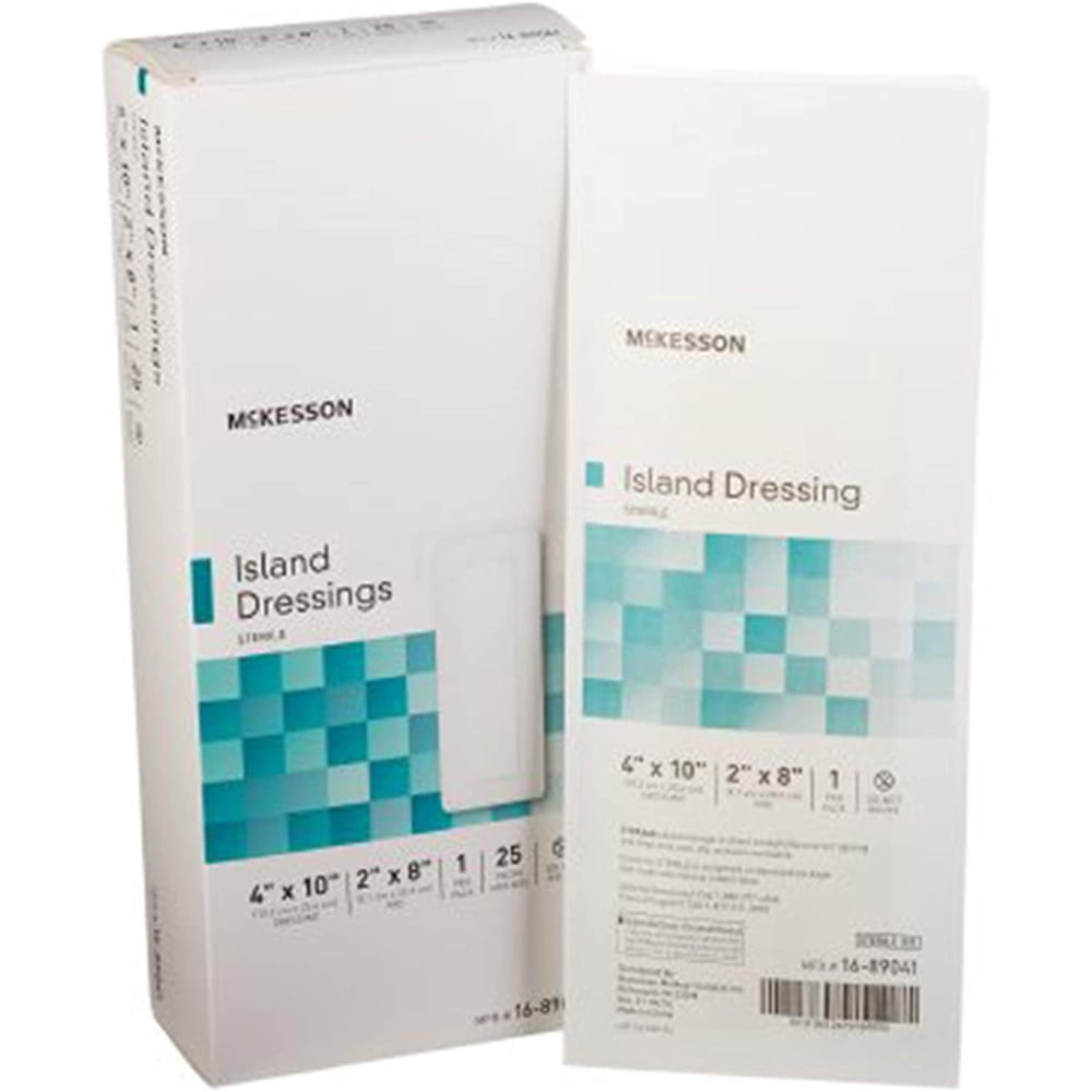Island Dressing. Case of 100 Adhesive Dressings 4" x 10" for Wound