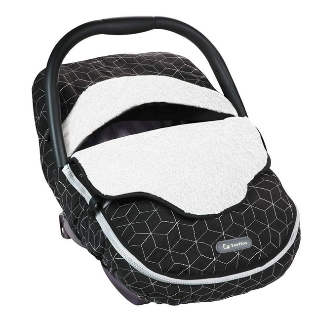 Yoofoss Funda para asiento de coche para bebé, cubierta de invierno para toldos para proteger al bebé del viento frío, funda portabebés de felpa súper cálida para niños y niñas (negro)