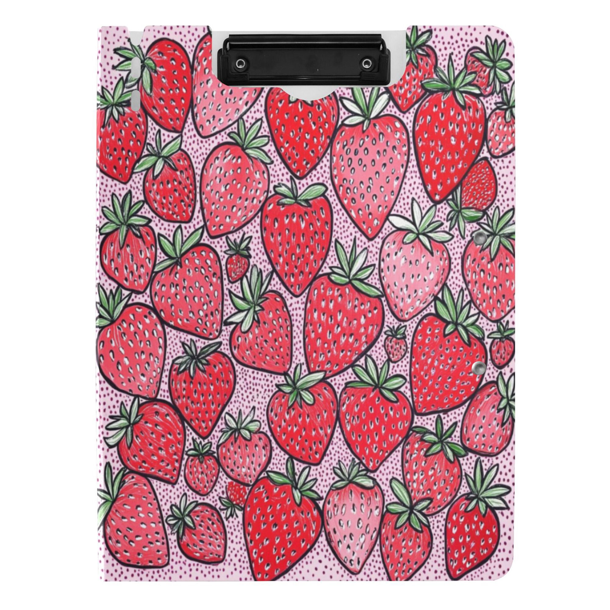 FORMRS A4 Clipboard Folder with Pen Holder Horizontal Foldable School Office Binder, Sweet Strawberry