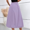 thumbnail image 4 of Bbyeadc Women's Skirts A Line Midi Bubble Skirt Puffy Hem Elastic Waist Solid Color Skirts Swing Trendy Casual Outfits with Pocket,Purple (M), 4 of 5