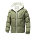 thumbnail image 2 of QIUOMBBP Waterproof Hiking Rain Jacket Men Fleece Lined Zip Up Hooded Raincoat Winter Thicken Warm Quilted Coats with Pockets, Green, M, 2 of 4