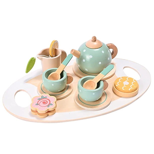 1 set de té de madera Juego de té para niños pequeños Jugar para niños Jugo de té Party Toy