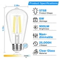 thumbnail image 3 of Bombillas LED Edison TOBUSA Vintage ST58, 6,5 W, 5000 K, 900 lm, paquete de 12, 3 of 8