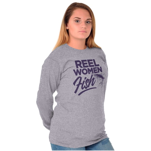 Reel Women Fish Cute Girly Fishing Women Plus Size Long Sleeve Graphic Tee Brisco Brands 2X