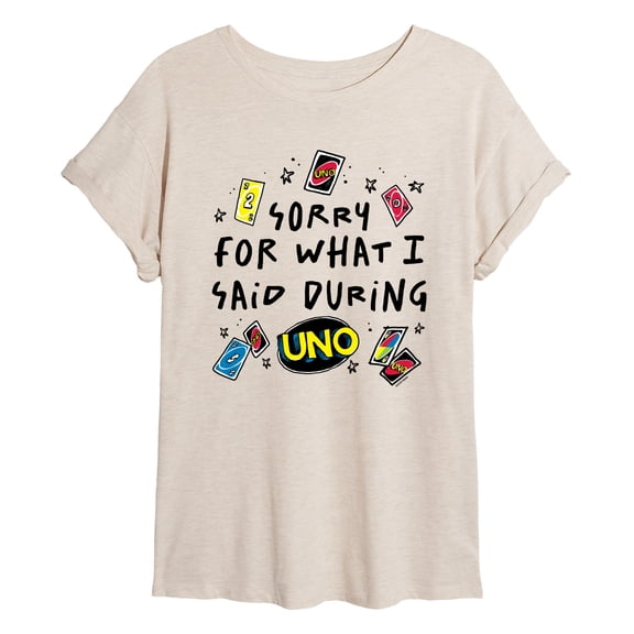 Uno - Sorry For What Said - Juniors Oversized Graphic T-Shirt