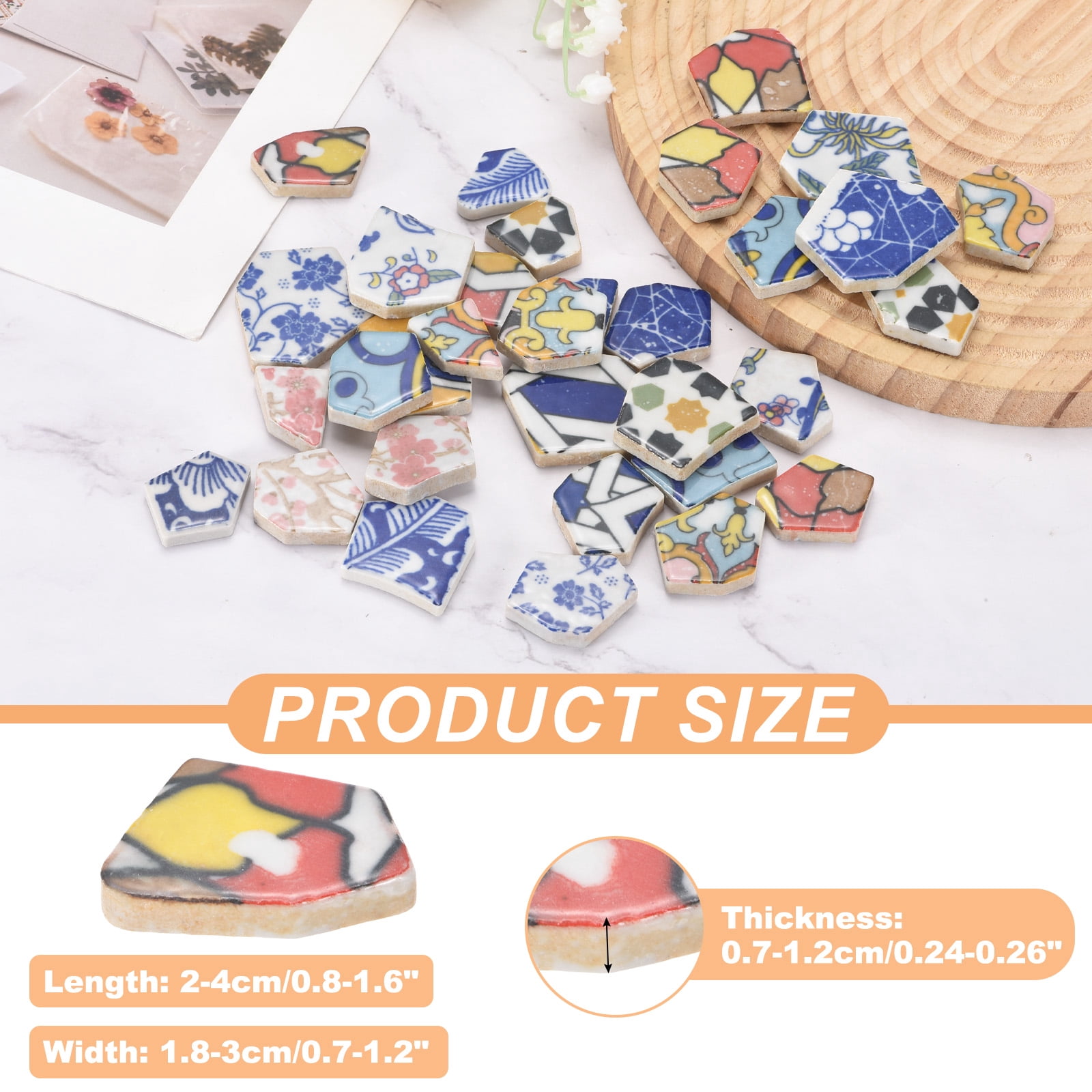 Uxcell Irregular Ceramic Mosaic Tiles, 500g/1.1lb Broken Porcelain Mosaic Tiles Bulk Irregular Glazed for DIY Art Craft Making Home Decor, Multicolor