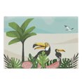 thumbnail image 1 of Graphic Beach Cutting Board, Cartoon Illustration with Watermelons Toucans Leaves Palm Tree and Seagull, Decorative Tempered Glass Cutting and Serving Board, in 3 Sizes, by Ambesonne, 1 of 2