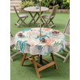 thumbnail image 4 of Outdoor Tablecloth with Umbrella Hole for Patio/Picnic/Party/Camping, Teal Red Coastal Waterproof Table Cloth Round Cover Washable, Retro Beach Nautical Sea Turtle Coral (Dia 54"), 4 of 8