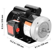 KFFKFF Electric Motor with 1.5HP, Rotating at 1725 rpm, Operates on AC 115V/230V, Encased in a 56C Frame. This Single Phase Motor with a 5/8 Keyed Shaft, Offers CW/CCW Rotation