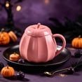 thumbnail image 2 of Twfbrm Halloween Ceramic Mug, Cute Pumpkin Shaped Ceramic Coffee Mug with Handle and Lid, Fall Decorative Pumpkin Mug, Creative Heat Resistant Ceramic Tea cup for Home, Office, Thanksgiving, 2 of 6