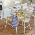 thumbnail image 4 of Cute Easter Bunny Rectangle Tablecloth, Eucalyptus Leaves Colorful Eggs Teal Waterproof & StainResistant Tablecloth, Washable Oil-proof Table Cover for Dining/Party/Wedding/Camping/Buffet 54x108 In, 4 of 9