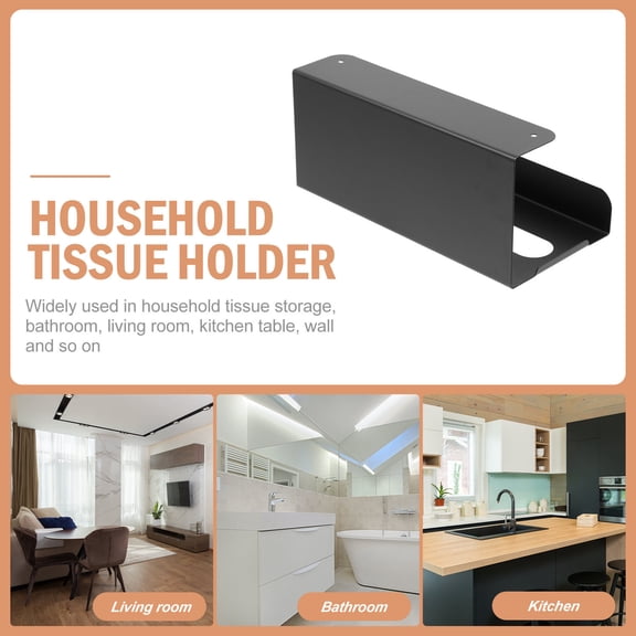 LABSERRON Wall-Mounted Household Tissue Holder Rack in Black for Kitchen and Bathroom Storage Organization