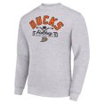thumbnail image 2 of Men's Starter Heather Gray Anaheim Ducks Stick And Puck Logo Fleece Pullover Sweatshirt, 2 of 3