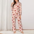 thumbnail image 2 of KLL Strawberries Print Women's Long Sleeve Pajamas with Pants Sleepwear Loungewear 2 Set-X-Large, 2 of 7