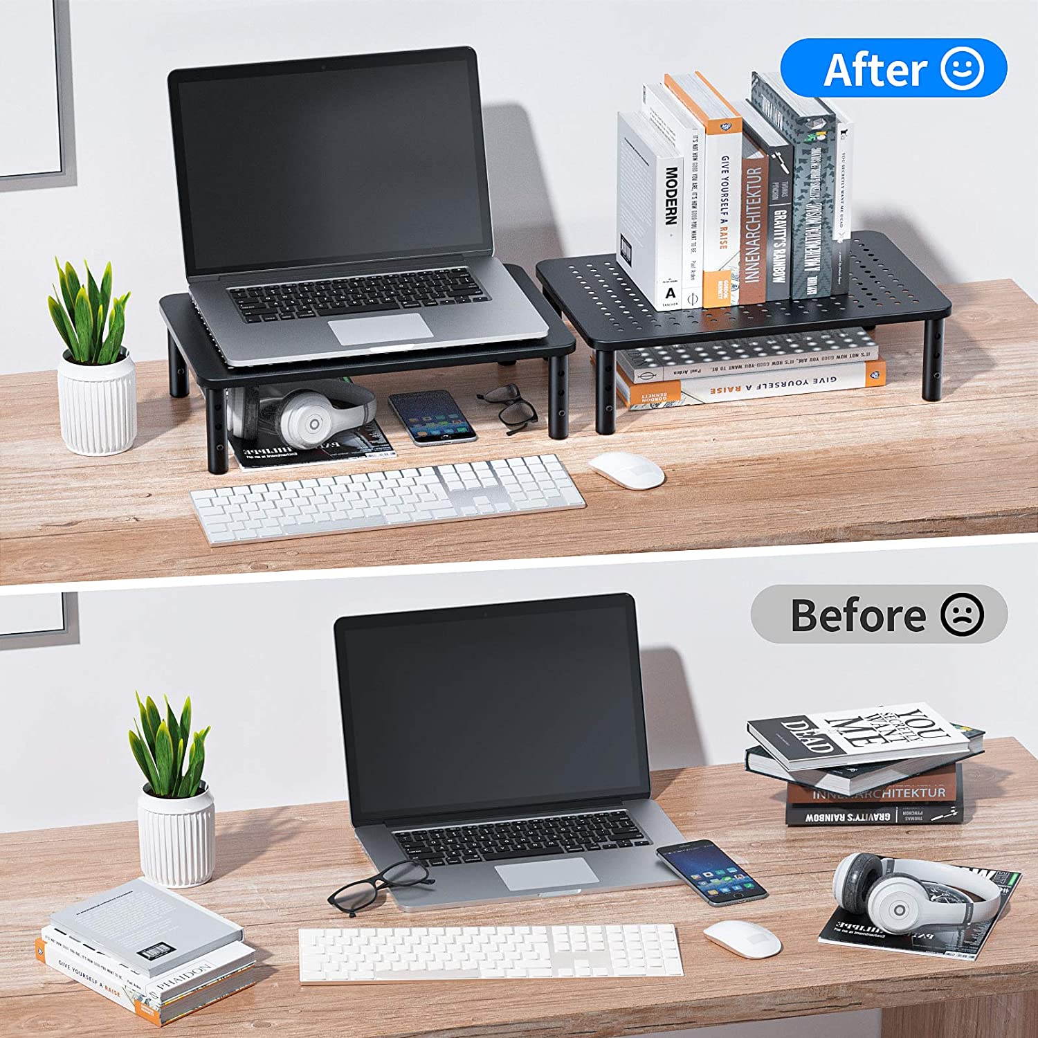 MountFTV 2-Pack Monitor Stand Riser, Adjustable Height photo 6