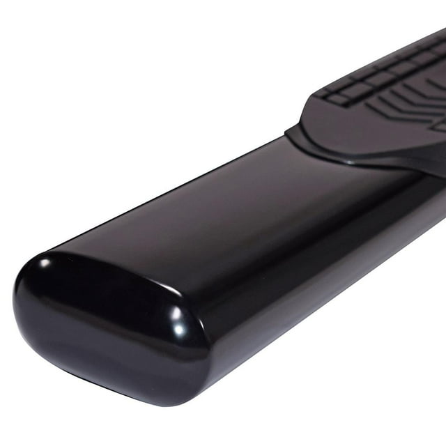 TrailFX Nerf Bar A8251B TFX 6 Oval Straight Side Bars; With Step Pads; 6 Inch Oval Straight Side Bars; Powder Coated; Black; Steel; With Welded End Caps; Rocker Panel Mount