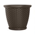 thumbnail image 1 of Suncast Sonora 22 Inch Resin Wicker Decorative Garden Flower Planter, Brown, 1 of 9