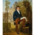 thumbnail image 2 of Louis-Vincent-Léon Pallière 12x14 Black Ornate Wood Framed Double Matted Museum Art Print Titled: Portrait of Nicolas-Pierre Tiolier (1784-1843), Standing in the Gardens at Villa Medici (181, 2 of 5