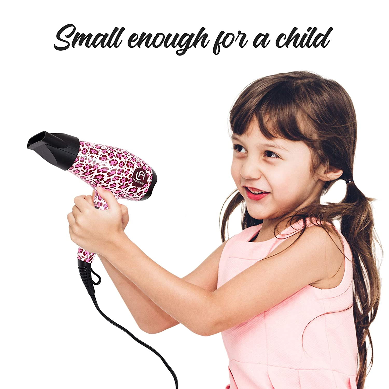 le angelique mini hair blow dryer, pink cheetah