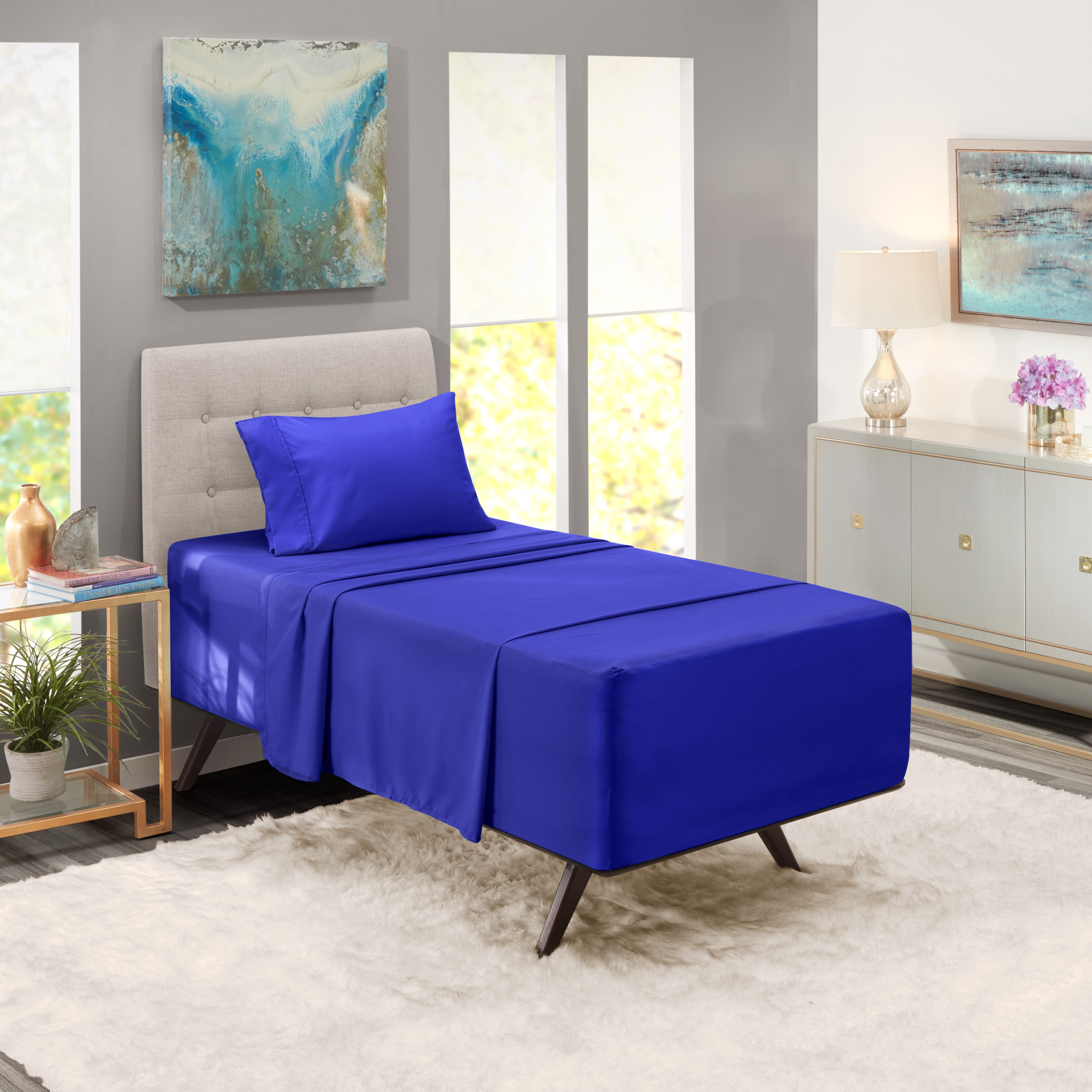 LammaLoe Extra Deep Pocket Twin Xl Sheets Set, 3 Piece, Fits 18"-24" Mattress, Breathable & Extra Soft Bed Sheets, Royal Blue