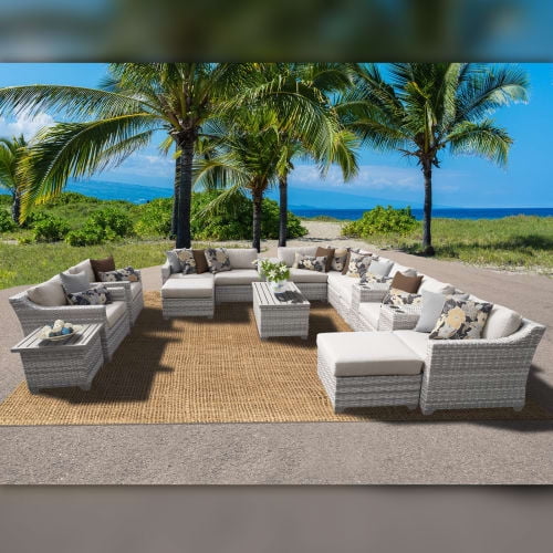 TKC Fairmont 17 Piece Patio Wicker Sofa Set in Navy by Delacora