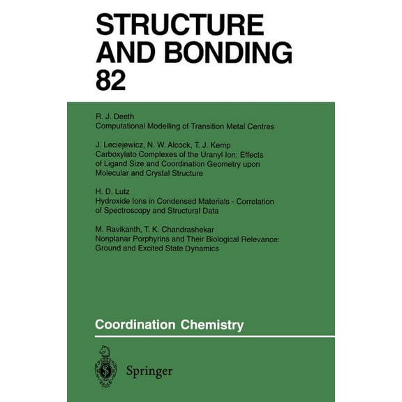 Structure and Bonding Coordination Chemistry, Book 82, (Paperback)